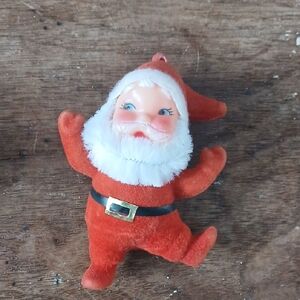 Vintage Flocked Santa Claus Ornament